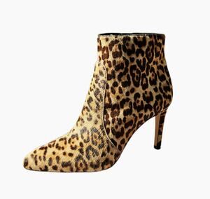 Sam Edelman Olette Leopard Calf Hair Stiletto Ankle Boots Size 6 NWT